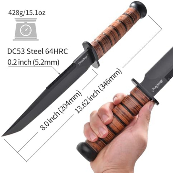 4.8" Folding Chef Knife Bundled With 8“ Fixed Blade Hunting Knife For Outdoor Camping