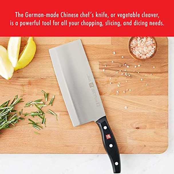 Zwilling Twin Signature 7-Inch Chinese Vegetable Cleaver Razor-Sharp Made In Company-Owned German Factory With Special Formula Steel Perfected For Almost 300 Years German Knife
