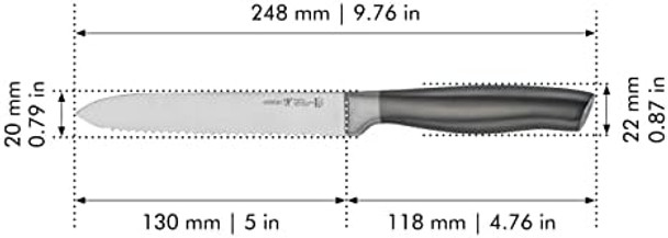 Henckels Graphite Razor-Sharp 5-Inch Tomato Knife German Engineered Informed By 100+ Years Of Mastery Serrated Utility Knife Vegetable Knife Gray