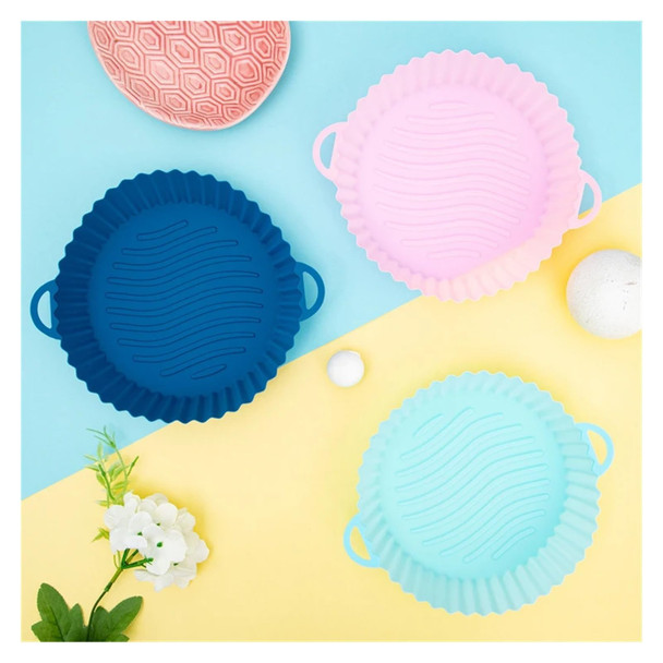 1 Pack Silicone Air Fryer Basket Oven Mold Baking Pan Pizza Fryer Basket Round Square Reusable Pot Holder Accessories(RoundLightBlue) 1 Pack Silicone Air Fryer Basket Oven Mold Baking Pan Pizza Fryer Basket Round Square Reusable Pot Holder Accessories(RoundLightBlue)