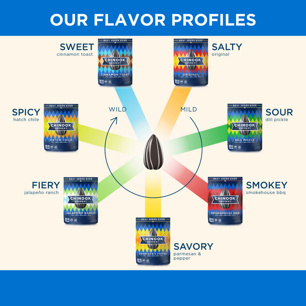Chinook Seedery Sunflower Seeds - 7 Flavor Sampler Pack - 1.5 Ounce Chinook Seedery Sunflower Seeds - 7 Flavor Sampler Pack - 1.5 Ounce