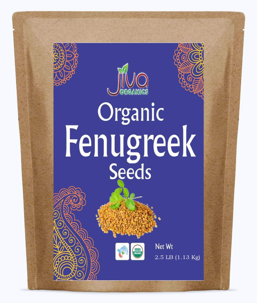Jiva Organic Fenugreek Seeds 2.5 LB Bulk - As Seen On Tik Tok - Whole Methi Seeds - Non GMO, Non-Irradiated, Gluten Free - (Fenogreco En Semillas) Jiva Organic Fenugreek Seeds 2.5 LB Bulk - As Seen On Tik Tok - Whole Methi Seeds - Non GMO, Non-Irradiated, Gluten Free - (Fenogreco En Semillas)