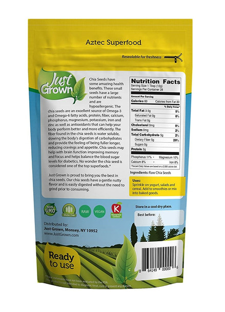 Just Grown Raw Chia Seeds, (Pack of 2) - FREE Shipping Just Grown Raw Chia Seeds, (Pack of 2) - FREE Shipping