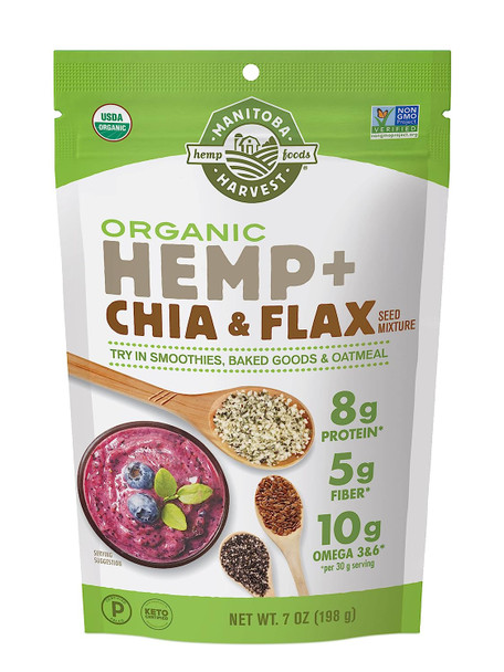 Manitoba Harvest Organic Hemp + Chia & Flax– 8g Plant Based Protein, 5g of Fiber per Serving – Vegan, Keto, Paleo – Omega 3 & 6 – Superseed Blend for Smoothies, Baking Manitoba Harvest Organic Hemp + Chia & Flax– 8g Plant Based Protein, 5g of Fiber per Serving – Vegan, Keto, Paleo – Omega 3 & 6 – Superseed Blend for Smoothies, Baking