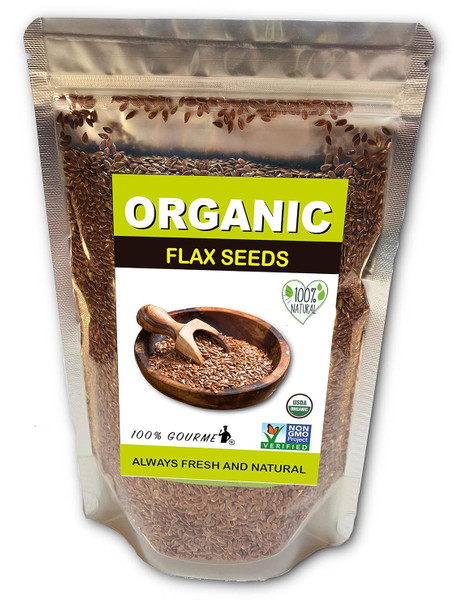 Natural Flax Seed Resealable 16oz also flax, linseed, linasa or linaza, ORGANIC SUPERFOOD, rich in Fiber, Protein, Omega 3, Vitamins and Minerals. Gluten Free, Non-GMO, Kosher Certified, 100% Natural