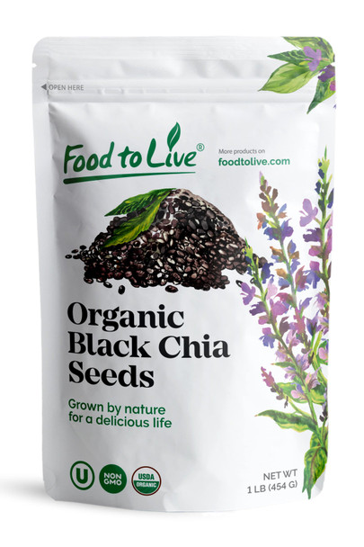 Organic Chia Seeds- Black, Vegan, Kosher, Non-GMO, Great for Smoothies, Sirtfood - by Food to Live Organic Chia Seeds- Black, Vegan, Kosher, Non-GMO, Great for Smoothies, Sirtfood - by Food to Live