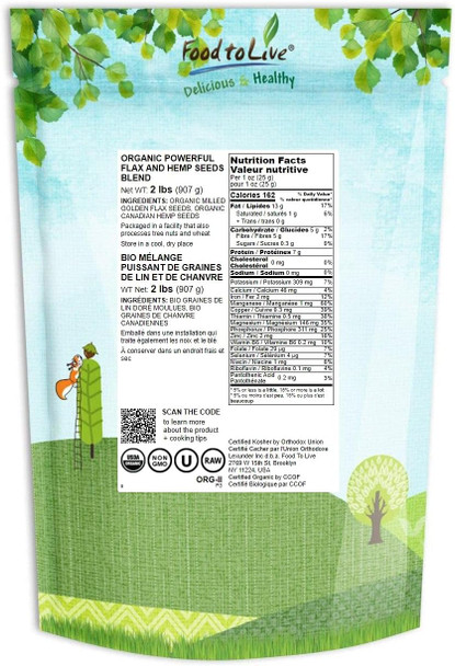 Organic Powerful Flax and Hemp Seeds Blend– Non-GMO Mix of Raw Hemp Hearts and Cold-Milled Golden Flaxseeds, Vegan, Kosher, Bulk. Rich in Omega-3, Omega-6. Perfect for Salads and Smoothies Organic Powerful Flax and Hemp Seeds Blend– Non-GMO Mix of Raw Hemp Hearts and Cold-Milled Golden Flaxseeds, Vegan, Kosher, Bulk. Rich in Omega-3, Omega-6. Perfect for Salads and Smoothies