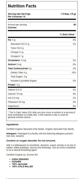Organic Traditions - Sprouted Chia and Flax Seed Powder Organic Traditions - Sprouted Chia and Flax Seed Powder