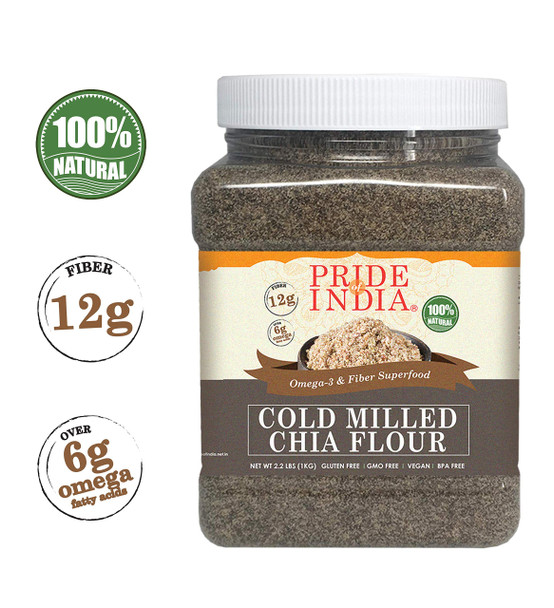 Pride Of India Raw Black Chia Seed Meal Flour - Cold Milled - Omega-3 & Fiber Superfood Pride Of India Raw Black Chia Seed Meal Flour - Cold Milled - Omega-3 & Fiber Superfood