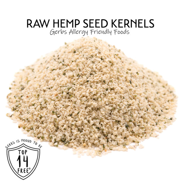 Raw Hemp Seed Kernels (Hearts) by Gerbs- Top 14 Food Allergy Free & NON GMO