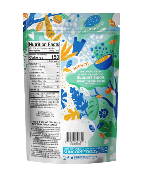 Suncore Foods Organic Black Chia Seeds, Gluten-Free, Non-GMO, 15oz (1 Pack) Suncore Foods Organic Black Chia Seeds, Gluten-Free, Non-GMO, 15oz (1 Pack)