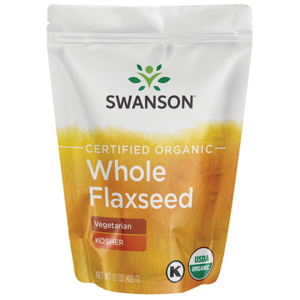 Swanson Certified Organic Whole Flaxseed 15 oz Package Swanson Certified Organic Whole Flaxseed 15 oz Package