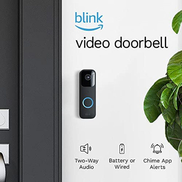 Certified Refurbished Blink Video Doorbell | Two-way audio, HD video, motion and chime app alerts and Alexa enabled — wired or wire-free (Black) Certified Refurbished Blink Video Doorbell | Two-way audio, HD video, motion and chime app alerts and Alexa enabled — wired or wire-free (Black)