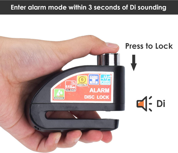 DEDC Motorcycle Disc Lock with Alarm, Anti Theft Security Brake Padlock Disc Lock for Motorcycles Bike Scooter (110 dB Alarm Sound, Waterproof and 6mm Lock Pin, 2 Keys) DEDC Motorcycle Disc Lock with Alarm, Anti Theft Security Brake Padlock Disc Lock for Motorcycles Bike Scooter (110 dB Alarm Sound, Waterproof and 6mm Lock Pin, 2 Keys)