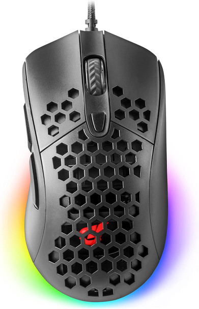 GUNMJO Tyrfing Honeycomb Shell Wired RGB Gaming Mouse, PC Gaming Mouse with 6 Buttons and Up to 10,000 DPI, Computer Mice for PC Gaming, Black Color