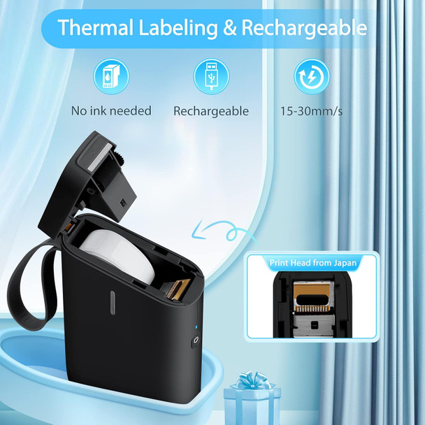 JADENS Label Maker Machine, D11 Portable Bluetooth Printer for Labeling, Home, Office, Organization, Mini Label Maker Machine with Tape, Multiple Templates Available for Phone, Handheld Labeler, Black JADENS Label Maker Machine, D11 Portable Bluetooth Printer for Labeling, Home, Office, Organization, Mini Label Maker Machine with Tape, Multiple Templates Available for Phone, Handheld Labeler, Black