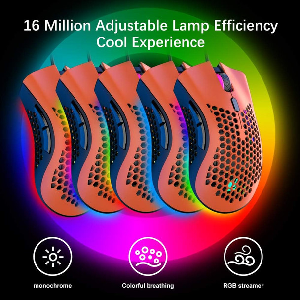 Wired Lightweight Gaming Mouse,Ultralight Honeycomb Shell Ultraweave Cable,7 Buttons Programmable Driver,Pixart 3325 12000 DPI,10 RGB Backlit Computer Mouse for PC Gamers and Xbox and PS4 Users(Red)