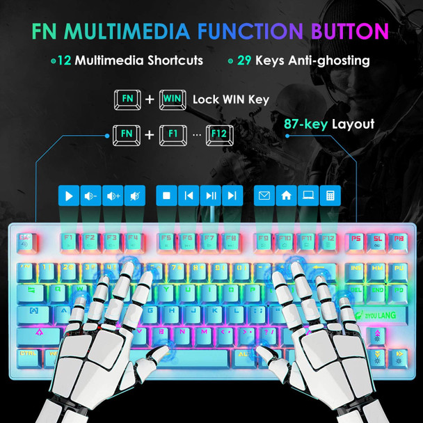 Mechanical Gaming Keyboard Blue Switch Mini 82 Keys Wired Rainbow LED Backlit Keyboard,Lightweight Gaming Mouse 6400DPI Honeycomb Optical,Gaming Mouse Pad for PC Gamers(Black)