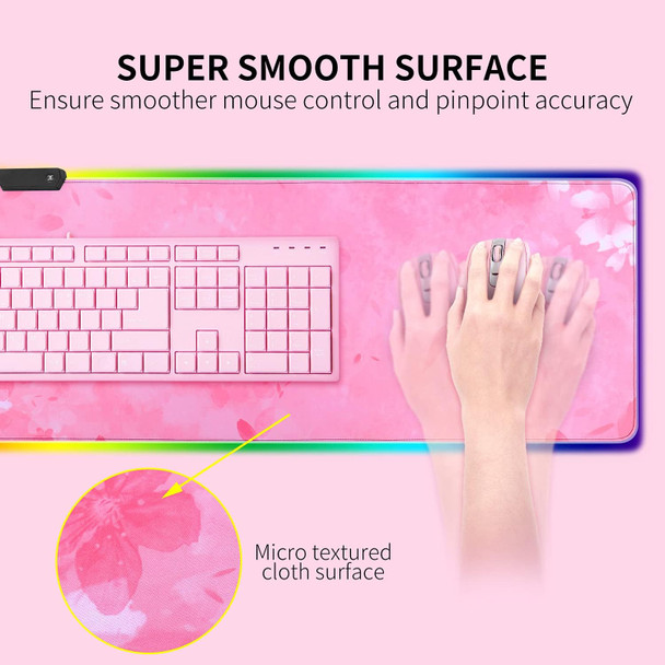 RGB Gaming Mouse Pad, Large Led Mouse Pad with 12 Lighting Modes, Gaming Keyboard Non-Slip Rubber Base PC Gaming Desk Pad,High-Performance Pad Optimized for Gamer,31.5x11.8 inch (Pink) RGB Gaming Mouse Pad, Large Led Mouse Pad with 12 Lighting Modes, Gaming Keyboard Non-Slip Rubber Base PC Gaming Desk Pad,High-Performance Pad Optimized for Gamer,31.5x11.8 inch (Pink)