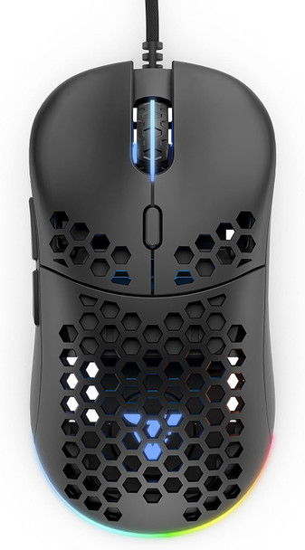 Ronin X PC Gaming Mouse (Shadow Black, Wired) - Ultra Lightweight Symmetrical Honeycomb Shell | RGB Led | PTFE Glides | Pixart 3360 Sensor | 6 Buttons | Weight 63G | Adjustable Settings Ronin X PC Gaming Mouse (Shadow Black, Wired) - Ultra Lightweight Symmetrical Honeycomb Shell | RGB Led | PTFE Glides | Pixart 3360 Sensor | 6 Buttons | Weight 63G | Adjustable Settings
