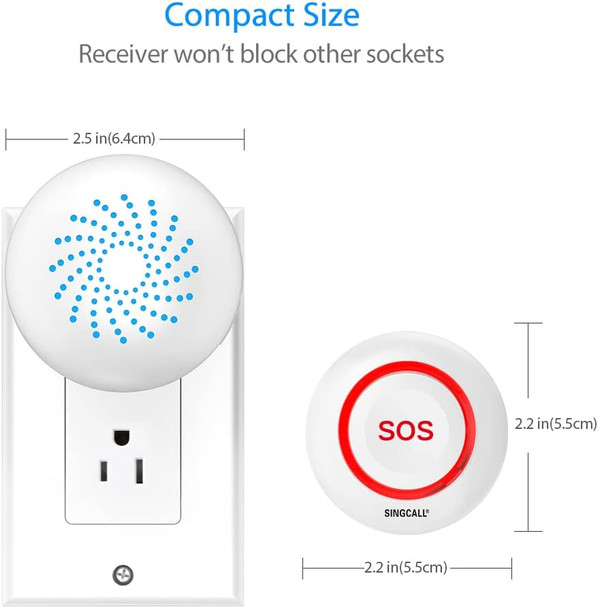 SINGCALL Caregiver Pager Panic Button Emergency Call Button for Elderly Alarm Bell Medical Alert Calling System for Seniors Waterproof Tuya Smart 1 SOS Button 1 Plugin Receiver (only 2.4GHz WiFi) SINGCALL Caregiver Pager Panic Button Emergency Call Button for Elderly Alarm Bell Medical Alert Calling System for Seniors Waterproof Tuya Smart 1 SOS Button 1 Plugin Receiver (only 2.4GHz WiFi)