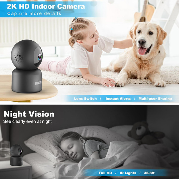 Security Camera Indoor, 2K Cameras for Home Security/Baby Monitor/Dog/Elderly, Smart 2.4G WiFi Pet Camera with Phone App, Motion Detection, Pan Tilt, 2 Way Audio, TF Card/Cloud Storage Security Camera Indoor, 2K Cameras for Home Security/Baby Monitor/Dog/Elderly, Smart 2.4G WiFi Pet Camera with Phone App, Motion Detection, Pan Tilt, 2 Way Audio, TF Card/Cloud Storage