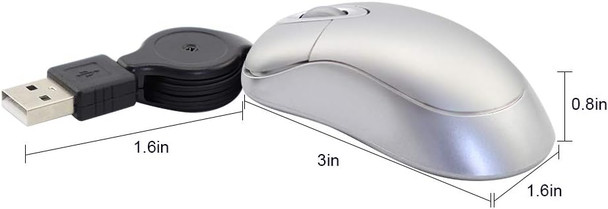 Mini USB Wired Mouse,Retractable Cable Tiny Small Mini Pocket Mouse for Children,1600 DPI Optical Compact Travel Mice with 2.3-Foot USB Cord for Laptop Computer (Sliver)