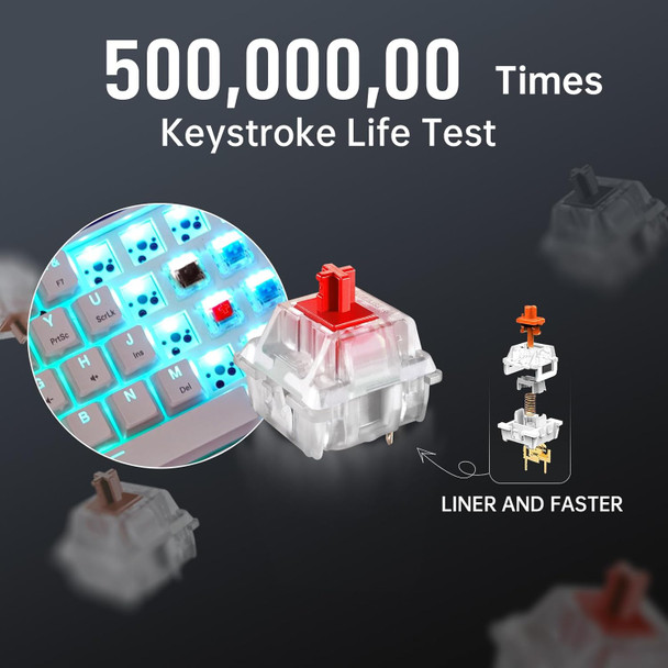 60% Mechanical Gaming Keyboard - 61 Keys Gateron Red Switch Quiet Office Computer Keyboard - Multi Color RGB Rainbow Led Backlit - Programmable for PC/Windows/Mac/Gamer - USB Wired - White