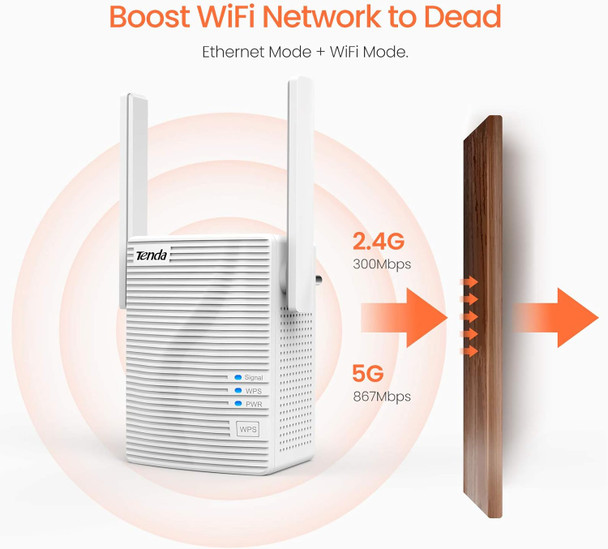 Tenda WiFi Extender, Strong AC1200 WiFi Range Extender with Ethernet Port, WiFi Signal Booster Covers Up to 1300 Sq.ft and 20 Devices, Dual-Band and Double-Antennas WiFi Repeater(A18) Tenda WiFi Extender, Strong AC1200 WiFi Range Extender with Ethernet Port, WiFi Signal Booster Covers Up to 1300 Sq.ft and 20 Devices, Dual-Band and Double-Antennas WiFi Repeater(A18)