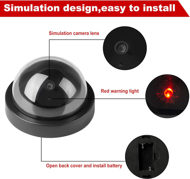 TOROTON Dummy Fake Security CCTV Dome Camera Simulation Monitor with LED Flashing Light, Outdoor and Indoor Use for Homes & Business, 4 Pack TOROTON Dummy Fake Security CCTV Dome Camera Simulation Monitor with LED Flashing Light, Outdoor and Indoor Use for Homes & Business, 4 Pack