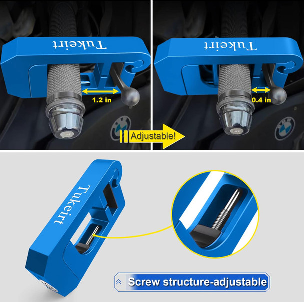 Motorcycle Lock - Adjustable Anti Theft for Motorcycles Mopeds Motorbikes Scooters ATVs Dirt Bike Street Bike Braking The Front Wheel Use on Grip Brake Handlebar(Blue) Motorcycle Lock - Adjustable Anti Theft for Motorcycles Mopeds Motorbikes Scooters ATVs Dirt Bike Street Bike Braking The Front Wheel Use on Grip Brake Handlebar(Blue)