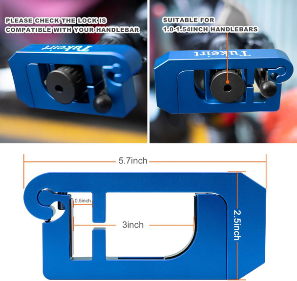 Motorcycle Lock - Adjustable Anti Theft for Motorcycles Mopeds Motorbikes Scooters ATVs Dirt Bike Street Bike Braking The Front Wheel Use on Grip Brake Handlebar(Blue) Motorcycle Lock - Adjustable Anti Theft for Motorcycles Mopeds Motorbikes Scooters ATVs Dirt Bike Street Bike Braking The Front Wheel Use on Grip Brake Handlebar(Blue)