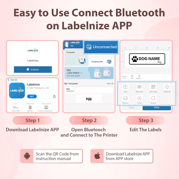 P21 Label Maker Machine with Tape, Bluetooth Label Printer Portable Mini Label Makers Built-in Cutter Sticker Maker with Multiple Templates Use for School Office Home, White P21 Label Maker Machine with Tape, Bluetooth Label Printer Portable Mini Label Makers Built-in Cutter Sticker Maker with Multiple Templates Use for School Office Home, White