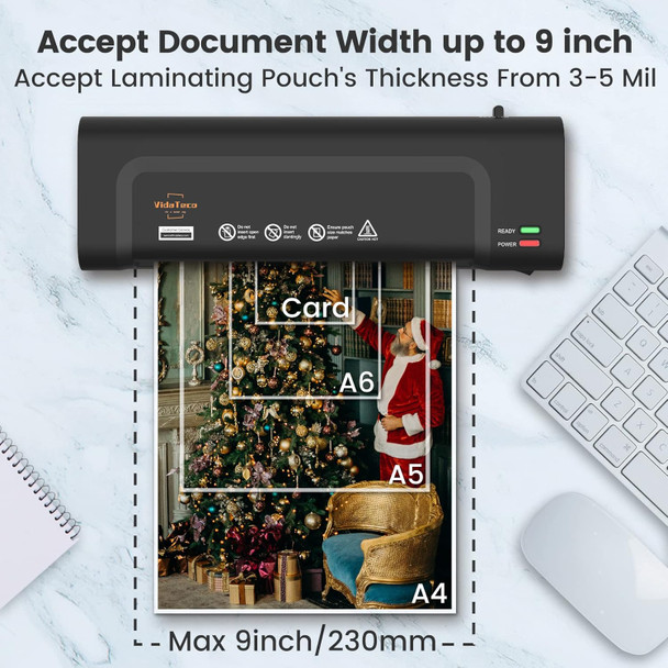 Laminator Machine,VidaTeco 9-inch Thermal&Cold Laminator with Laminating Sheets 20 pcs,Laminating Machine with 2-Min Faster Preheat,Personal Lamination Machine with Patented Roller for Teacher(Black) Laminator Machine,VidaTeco 9-inch Thermal&Cold Laminator with Laminating Sheets 20 pcs,Laminating Machine with 2-Min Faster Preheat,Personal Lamination Machine with Patented Roller for Teacher(Black)