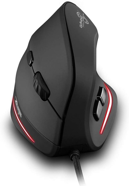 zelotes Wired Mouse for Computer,3200DPI,6 Buttons LED USB Optical Ergonomic Mouse,Vertical Mouse,Corded Mouse for Laptop,PC,Mac,Black