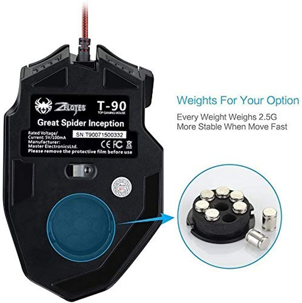 Zelotes Wired Gaming Mouse, 9200DPI, 8 Programmable Buttons, USB Optical Ergonomic Mouse, Corded Computer Mouse, Mouse Gaming for PC, Mac, Black