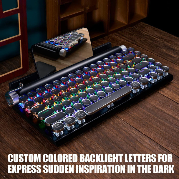 7KEYS Retro Typewriter Keyboard, Electric Typewriter Vintage with d Mechanical Classical, Punk Round Keys for Desktop PC/Laptop Mac/Phone 7KEYS Retro Typewriter Keyboard, Electric Typewriter Vintage with d Mechanical Classical, Punk Round Keys for Desktop PC/Laptop Mac/Phone