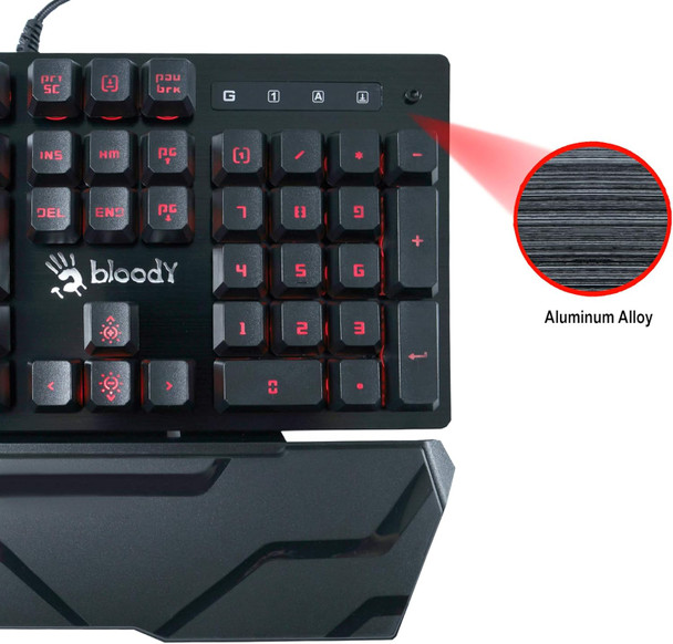 BLOODY B380 Light Strike 8 Key Optical Membrane Gaming Keyboard Full RGB LED Backlit Keyboard Smooth & Linear Quite Keys Ergonomic Detachable Wrist Rest Design LK Optical Gaming Series