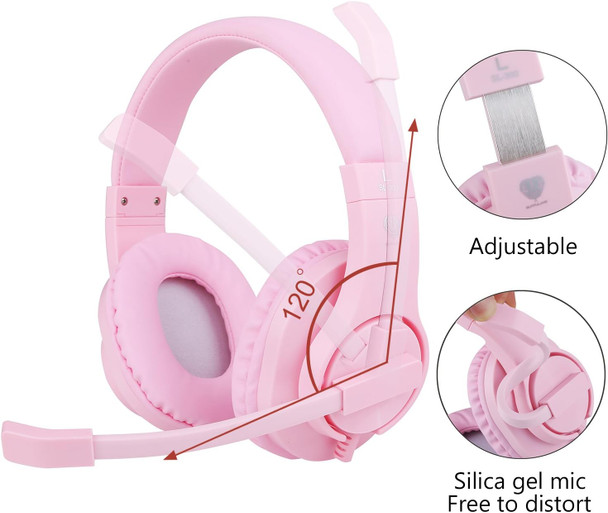 BlueFire Kids Headphones for Online School, Children, Teens, Boys, Girls, 3.5mm Stereo Over-Ear Gaming Headphone with Microphone and Volume Control Compatible with PS4, PS5, Xbox One(Pink) BlueFire Kids Headphones for Online School, Children, Teens, Boys, Girls, 3.5mm Stereo Over-Ear Gaming Headphone with Microphone and Volume Control Compatible with PS4, PS5, Xbox One(Pink)