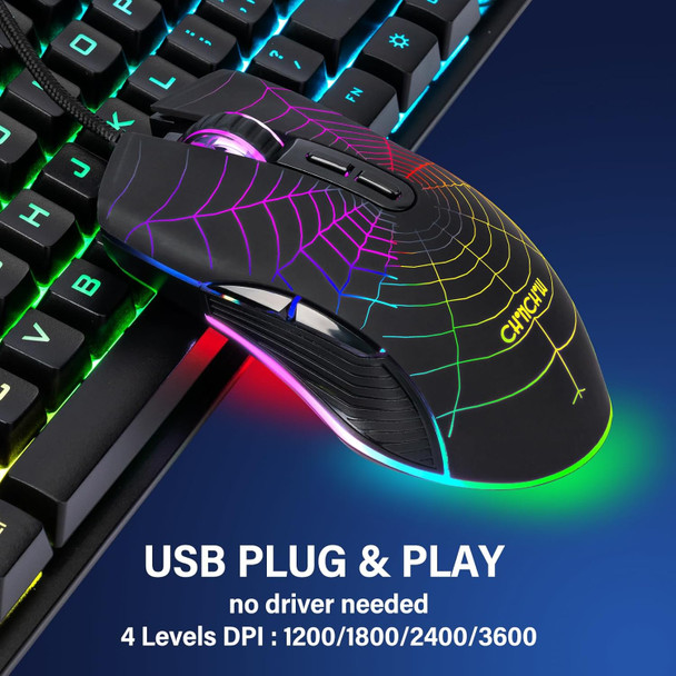 Gaming Keyboard and Mouse for Mac PC PS5 PS4 Xbox One Gamers, RGB Backlit LED Mechanical Feel Keyboard with Multimedia Keys Number Pad, 104 Keys USB Desktop Computer Windows Keyboard