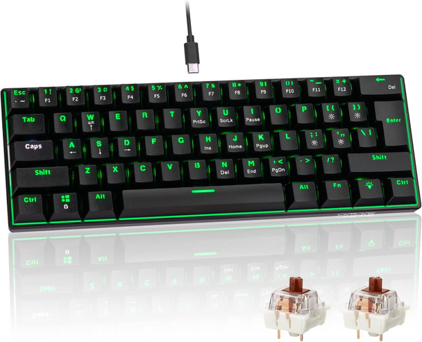 60% Mechanical Keyboard Gaming RGB Backlit with app Compact 61 Key Portable Mini Keyboard Blue MX Switch Compatible with Windows iMac Laptop PC Computer Office Gamer(White)