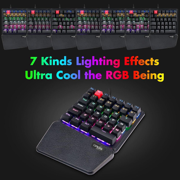 CHONCHOW Mechanical Gaming One Hand Keyboard Blue MX Switch RGB LED Compact Backlit Keypad Braided Wire USB Compatible with PS4 Xbox Android iOS PC Computer