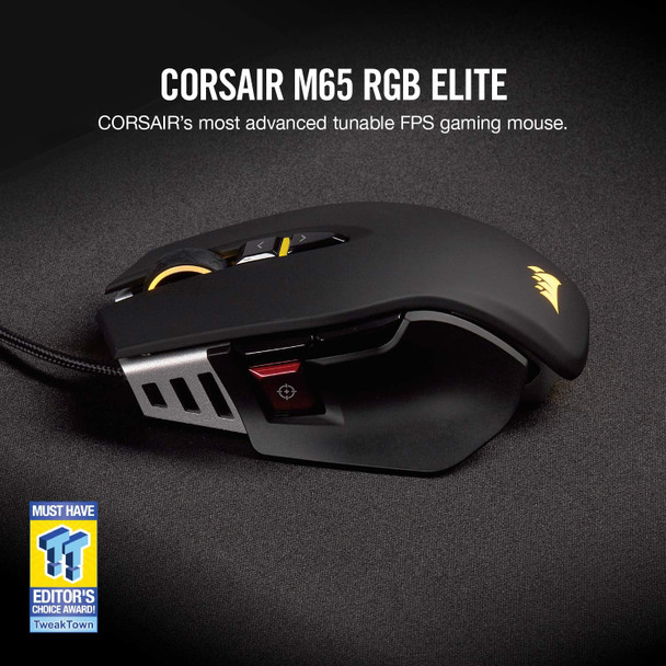 Corsair M65 RGB Elite – Wired FPS and MOBA Gaming Mouse – Adjustable Weight and Balance – Durable Aluminum Frame – 18,000 DPI Optical Sensor , Black Corsair M65 RGB Elite – Wired FPS and MOBA Gaming Mouse – Adjustable Weight and Balance – Durable Aluminum Frame – 18,000 DPI Optical Sensor , Black