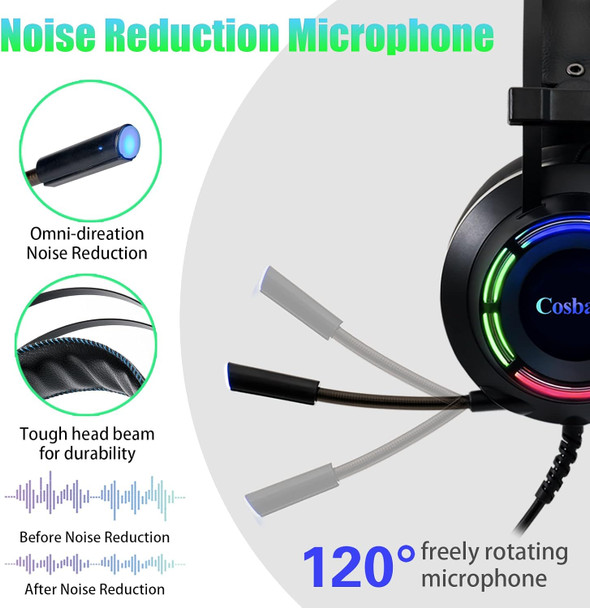 Gaming Headset Pink with Mic for Girls Women, 7.1 Headphones with Noise Cancelling Microphone for PC/PS4/PS5/Computer/Laptop, USB Wired Game Headphones with 7.1 Surround Sound, LED Backlit