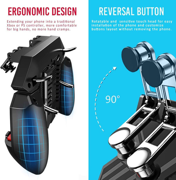 Mobile Game Controller for iPhone & Android, Pubg Mobile Controller with Cooling Fan, Phone Triggers for Gaming, Gaming Grip Joystick Gamepad Shoot Aim Keys for 4.7-6.5" Phone