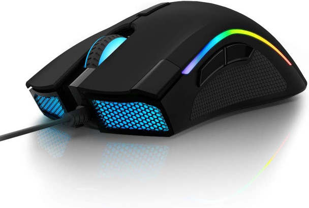 DeLUX Wired Gaming Mouse - 24000 DPI, 7 Programmable Buttons, On-Board Pro Game Software - RGB Ergonomic Mouse for PC, Laptop (M625BU(3360)-Black)