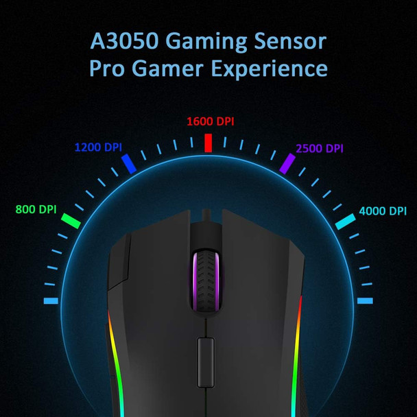 DeLUX Wired Gaming Mouse - 24000 DPI, 7 Programmable Buttons, On-Board Pro Game Software - RGB Ergonomic Mouse for PC, Laptop (M625BU(3360)-Black)