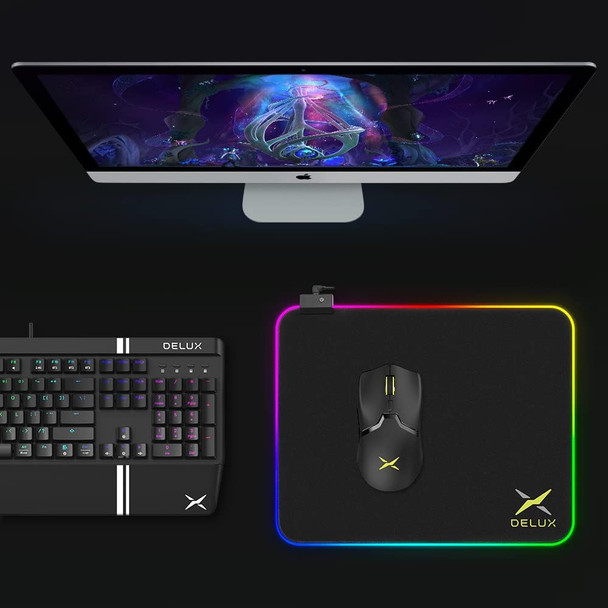 DeLUX Large RGB Gaming Mouse Pad, Non-Slip Rubber Base, Waterproof Mat - Great for Office and Gaming, 17.5 x 14 Inch (GP003-RGB) DeLUX Large RGB Gaming Mouse Pad, Non-Slip Rubber Base, Waterproof Mat - Great for Office and Gaming, 17.5 x 14 Inch (GP003-RGB)