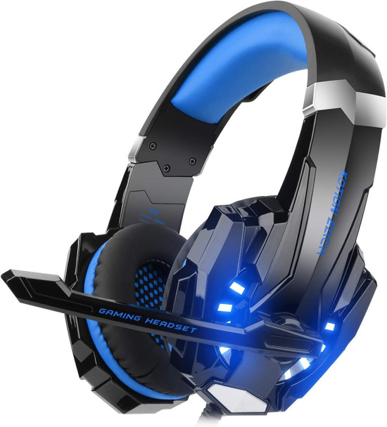 G9000 Gaming Headset Headphone 3.5mm Stereo Jack with Mic LED Light for Xbox One S/Xbox one/PS4/Tablet/Laptop/Cell Phone (Blue.)