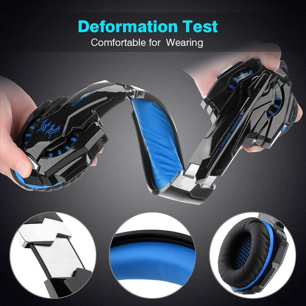 G9000 Gaming Headset Headphone 3.5mm Stereo Jack with Mic LED Light for Xbox One S/Xbox one/PS4/Tablet/Laptop/Cell Phone (Blue.)